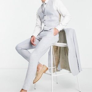 ASOS Design super skinny wool mix trousers in light blue twill- Size 32 x 32